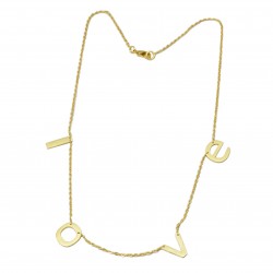 Brass Gold Plated Metal Love Initial Trendy Necklaces- A1N-8106