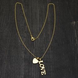 Brass Gold Plated Heart Shape Metal With Love Charms Necklaces- A1N-8108