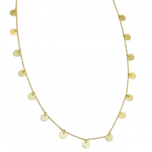 Brass Gold Plated Small Metal Disc Necklaces- A1N-8161