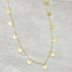 Brass Gold Plated Small Metal Disc Necklaces- A1N-8161