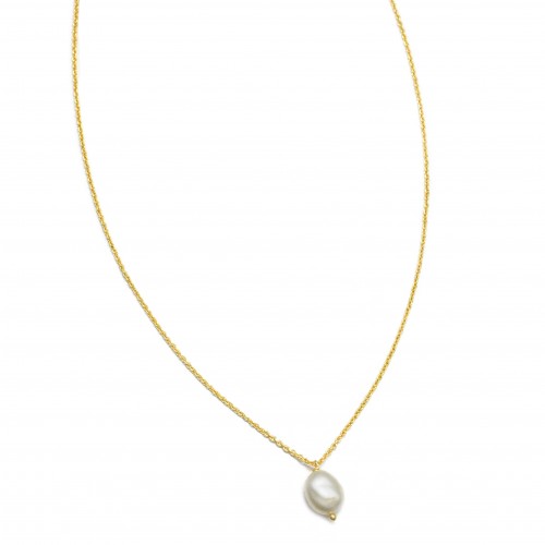 Brass Gold Plated Pearl Gemstone Pendant Necklaces- A1N-8209