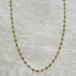 925 Sterling Silver Gold Plated Labradorite Gemstone Chain Necklaces- A1N-8288
