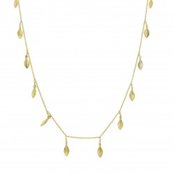 Brass Gold Plated Metal Leaf Chain Necklaces- A1N-8420