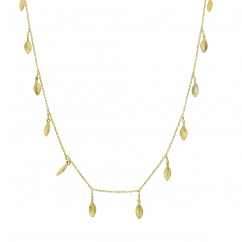 Brass Gold Plated Metal Leaf Chain Necklaces- A1N-8420