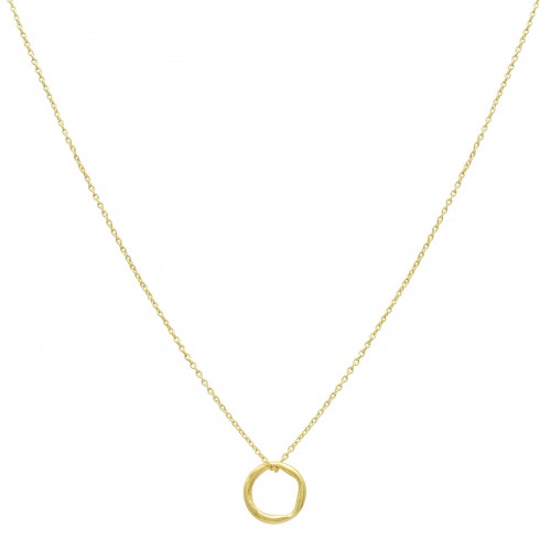 Brass Gold Plated Round Metal Circle Pendant Necklaces- A1N-8503