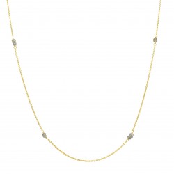 Brass Gold Plated Labradorite Beads Gemstone Chain Necklaces- A1N-8543