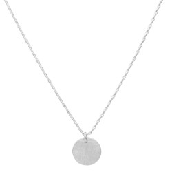 Brass Silver Plated Metal Disc With Chain Necklaces- A1N-8594