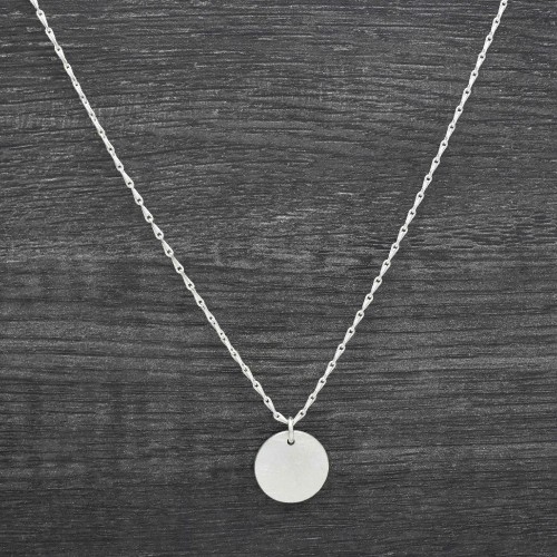 Brass Silver Plated Metal Disc With Chain Necklaces- A1N-8594