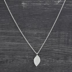 Brass Silver Plated Metal Leaf Pendant Necklaces- A1N-8597