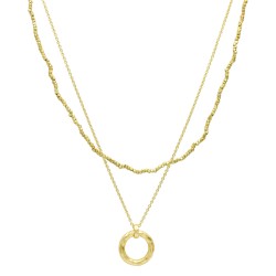 Brass Gold Plated Hand-Cut Metal Beads With Round Pendant Necklaces- A1N-8758