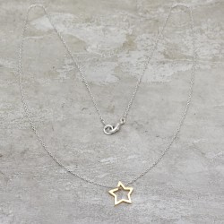 Brass Gold, Silver Plated Star Shape Pendant Necklaces- A1N-8843