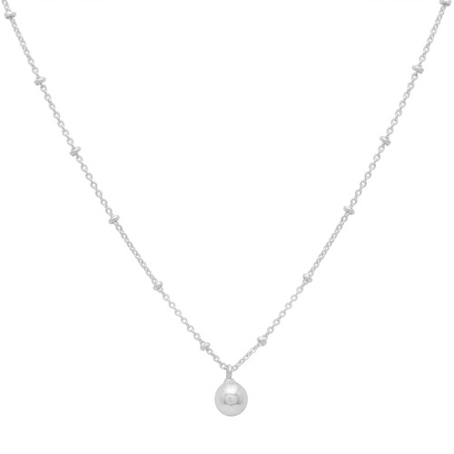 Brass Silver Plated Metal Ball Pendant Necklaces- A1N-8882
