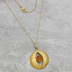 Brass Gold Plated Citrine Gemstone Necklaces- A1N-9011