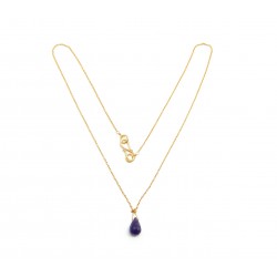 Brass Gold Plated Amethyst Gemstone Pendant Necklaces- A1N-90123