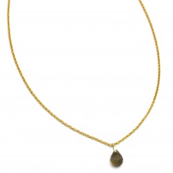 Brass Gold Plated Smoky Gemstone Pendant Necklace- A1N-90123