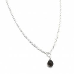925 Sterling Silver Silver Plated Smoky Gemstone Pendant Necklace- A1N-90125
