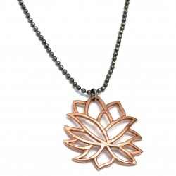 Brass Rose Gold, Black Rhodium Plated Lotus Metal Pendant Necklaces- A1N-9054
