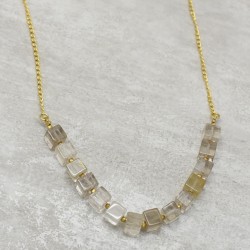 925 Sterling Silver Gold Plated Golden Rutile Gemstone Necklaces- A1N-9205