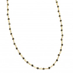Brass Gold Plated Pyrite Gemstone Chain Necklaces- A1N-9288