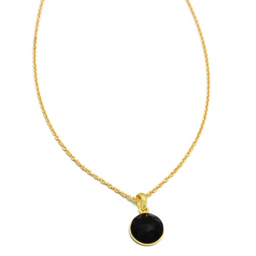Brass Gold Plated Black Onyx Gemstone Necklaces- A1N-9310