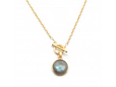 925 Sterling Silver Gold Plated Labradorite Gemstone Pendant Necklaces- A1N-9310