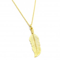 Brass Gold Plated Metal Leaf Pendant Necklaces- A1N-9602