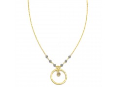 925 Sterling Silver Gold Plated Grey Chalcedony, White Chalcedony Gemstone Necklaces- A1N-9654