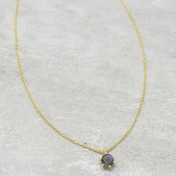 Brass Gold Plated Labradorite Gemstone Pendant Necklaces- A1N-9717