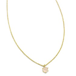 Brass Gold Plated Rose Quartz Gemstone pendant Necklaces- A1N-9717 
