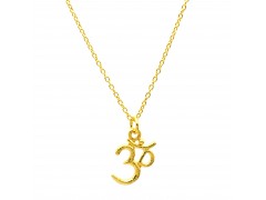 925 Sterling Silver Gold Plated Om Charms Pendant Necklaces- A1N-9718