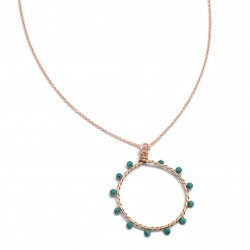 Brass Rose Gold Plated Turquoise Gemstone Pendant Necklaces- A1N-9719