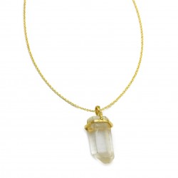 Brass Gold Plated Crystal Quartz Gemstone Pendant Necklaces- A1N-9723