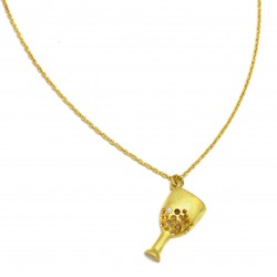Brass Gold Plated White CZ Gemstone Pendant Necklaces- A1N-9726