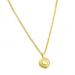 Brass Gold Plated Circle Metal Pendant Necklaces- A1N-9998