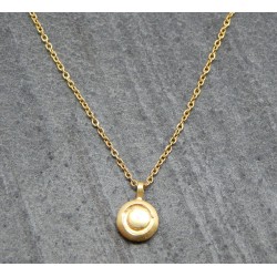 Brass Gold Plated Round Metal Pendant Necklaces- A1N-9998