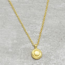 Brass Gold Plated Round Metal Pendant Necklaces- A1N-9998