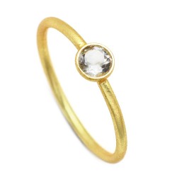 Brass Gold Plated White CZ Gemstone Rings- A1R-104
