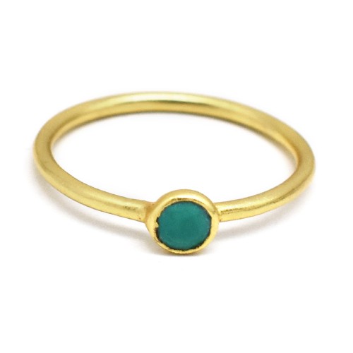 Brass Gold Plated Turquoise Gemstone Rings- A1R-104