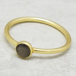Brass Gold Plated Labradorite Gemstone Rings- A1R-104
