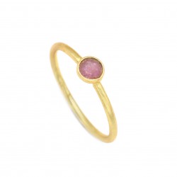 925 Sterling Silver Gold Plated Ruby Gemstone Rings- A1R-104