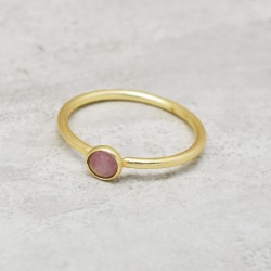 925 Sterling Silver Gold Plated Ruby Gemstone Rings- A1R-104