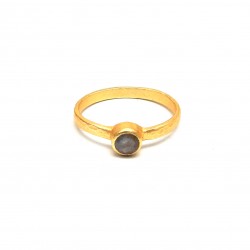 Brass Gold Plated Labradorite Gemstone Hammered Rings- A1R-1129