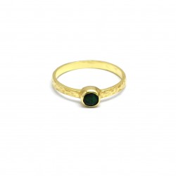 Brass Gold Plated Emerald Gemstone Hammered Rings- A1R-1129