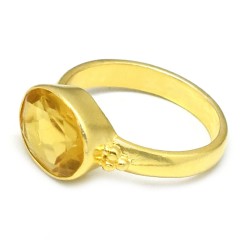 Brass Gold Plated Citrine Gemstone Rings- A1R-1166