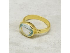 925 Sterling Silver Gold Plated Blue Topaz Gemstone Rings- A1R-1166