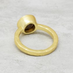 Brass Gold Plated Smoky Gemstone Rings- A1R-1408