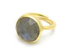 925 Sterling Silver Gold Plated Labradorite Gemstone Adjustable Rings- A1R-1493