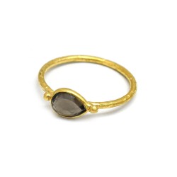 Brass Gold Plated Smoky Gemstone Rings- A1R-1854