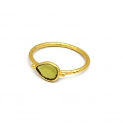 Brass Gold Plated Green Tourmaline Gemstone Rings- A1R-1854