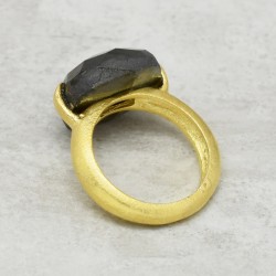 Brass Gold Plated Labradorite Gemstone Rings- A1R-2012